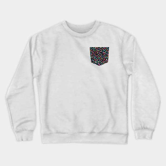 Pocket - PETALS BLACK MULTICOLORED Crewneck Sweatshirt by ninoladesign